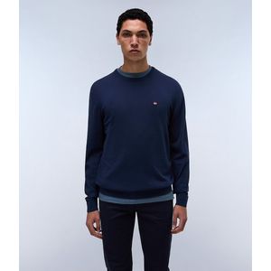 Trui met ronde hals en klein logo NAPAPIJRI. Katoen materiaal. Maten M. Blauw kleur