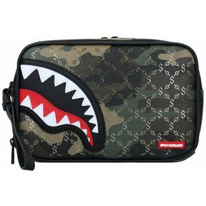 Sprayground, Patroon Over Camo Pouch Groen, Dames, Maat:ONE Size