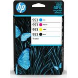 HP 953 multipack (Opruiming 4 x 1-pack los) zwart en kleur (6ZC69AE) - Inktcartridge - Origineel