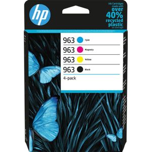 HP 963 Multipack (Opruiming 4 x 1-pack los) zwart en kleur (6ZC70AE) - Inktcartridge - Origineel
