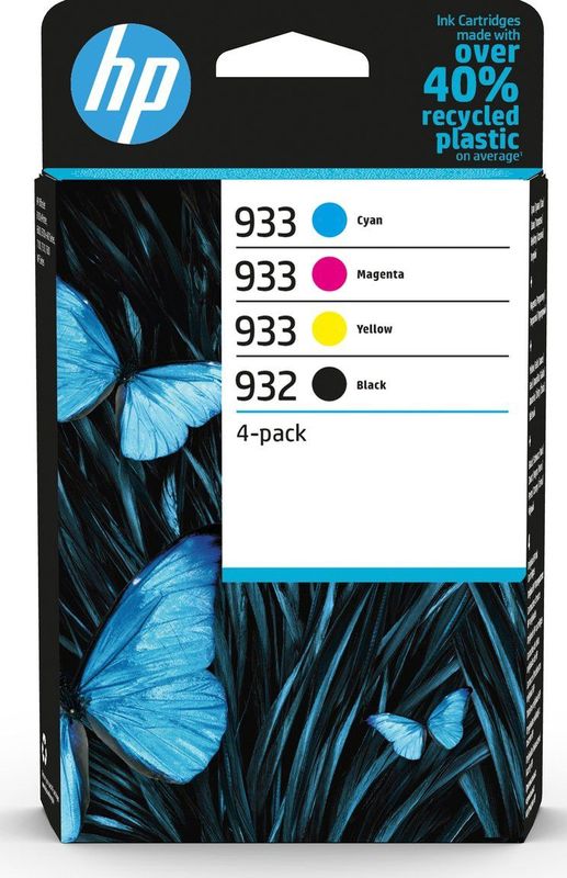 HP 933 4-Pack CMY(3)/932 Black Original Ink Cartridge Combo inktcartridge 4 stuk(s) Origineel Normaal rendement Zwart, Cyaan, Magenta, Geel