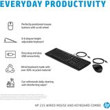 HP 225 - Bedraad Toetsenbord en Muis Combinatie - Qwerty - Zwart