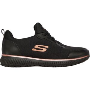 Skechers Squad Sr Sneaker voor dames, Zwarte platte gebreide roségouden rand, 38 EU