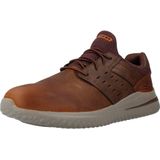 Skechers - Delson 3.0 Ezra - Sneakers - Donker Bruin - Leer W Mesh - Luchtgekoelde MF Goga Mat Boog