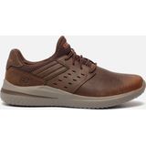 Skechers - Delson 3.0 Ezra - Sneakers - Donker Bruin - Leer W Mesh - Luchtgekoelde MF Goga Mat Boog