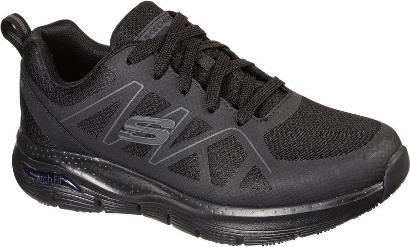 Skechers - Arch Fit - Work Schoenen - Zwart - Geweven Mesh en Synthetisch Materiaal