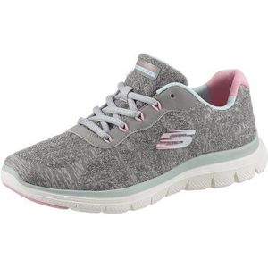 Skechers Flex Appeal 4.0 Fresh Move Sneaker voor dames, Grijs Mesh Mint Roze Trim, 35 EU