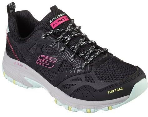 Skechers Hillcrest-Pure Escapade Sneaker voor dames, Zwart Lederen Mesh Multi Trim, 36 EU