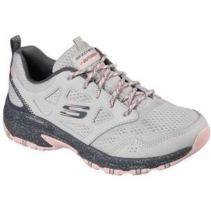 Skechers Dames Hillcrest Pure Escapade Wandelschoen, Grijze lederen mesh roze rand, 38 EU