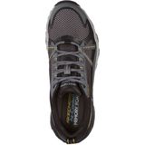 Skechers Max Protect Sneaker voor heren, Zwart leer synthetisch mesh houtskool trim, 39.5 EU