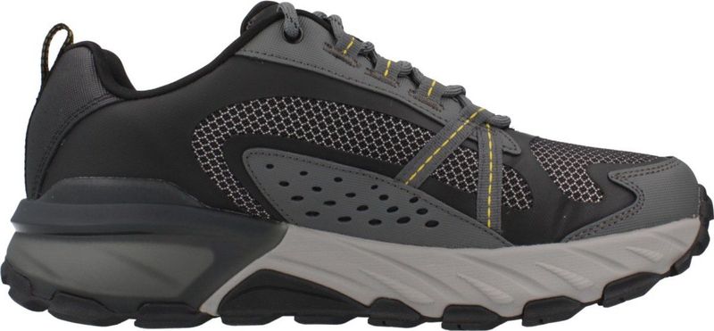 Skechers Max Protect Sneaker voor heren, Zwart leer synthetisch mesh houtskool trim, 39.5 EU