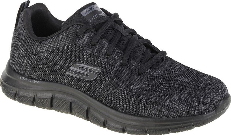 Skechers Heren Track Front Runner Lace-up Sneaker Oxford, Zwart Gebreid Zwart Trim, 40 EU