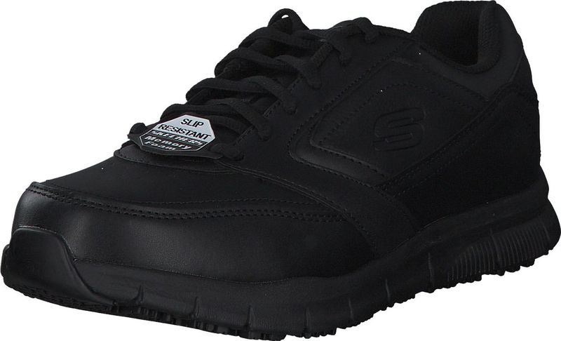 Skechers - Nampa - Heren Sneaker - Zwart - Synthetisch Pu - Vetersluiting