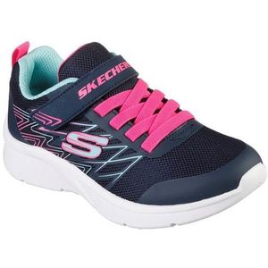 Skechers Microspec Bold Delight Sneaker voor meisjes, Navy Mesh Hot Pink Trim, 33 EU