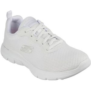 Skechers Flex Appeal 4.0 Brilliant View Sneaker voor dames, met mesh/bies, 8 UK, Witte Mesh Trim, 41 EU