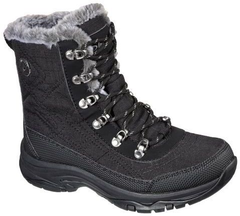 SKECHERS Snowboots - Zwart - Imitatieleer - Warm Gevoerd - Flexibele Zool