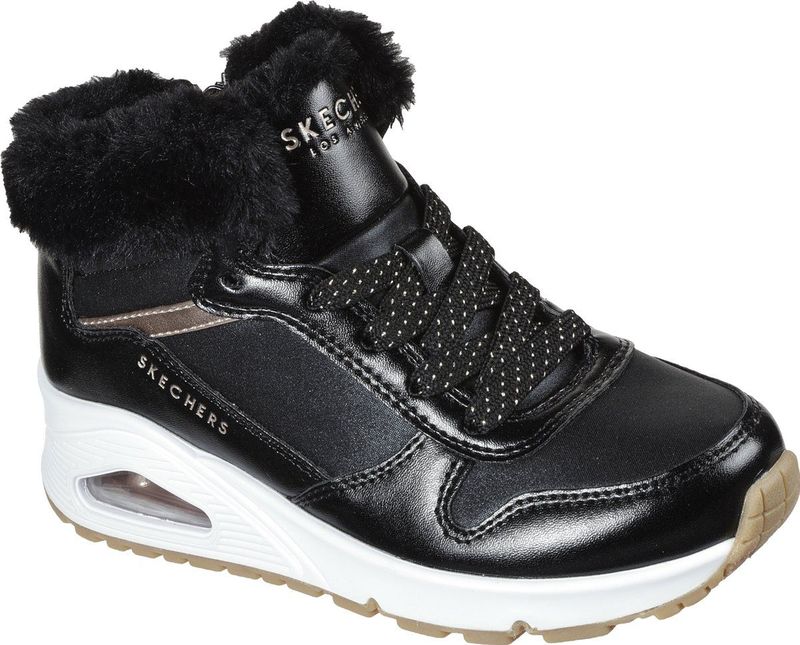 Skechers Uno Cozy On Air Meisjes Sneakers Black/Rose Gold