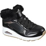 Skechers - Uno - Sneakers - Zwart - Kunstleer - Satin-Look Textiel