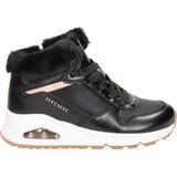Skechers - Uno - Sneakers - Zwart - Kunstleer - Satin-Look Textiel