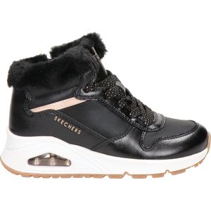 Skechers - Uno - Sneakers - Zwart - Kunstleer - Satin-Look Textiel