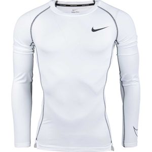 Nike Pro Dri Fit Longsleeve D0 , Mannen, Wit, Shirt met lange mouwen