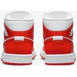Jordan - 1 Mid - Sneakers - Wit/Habanero Rood - Leer