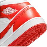 Jordan - 1 Mid - Sneakers - Wit/Habanero Rood - Leer
