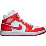Jordan - 1 Mid - Sneakers - Wit/Habanero Rood - Leer