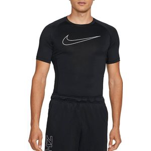 NIKE - M Np Df Tight Top Ss - Sporttop - Zwart/Wit