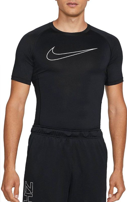 NIKE - M Np Df Tight Top Ss - Sporttop - Zwart/Wit