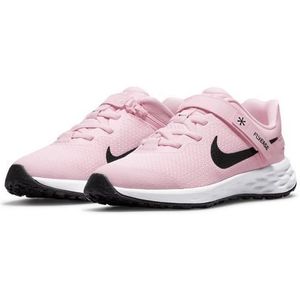 Nike Revolution 6 FlyEase, uniseks kindersneakers, roze schuim/zwart, 33,5 EU