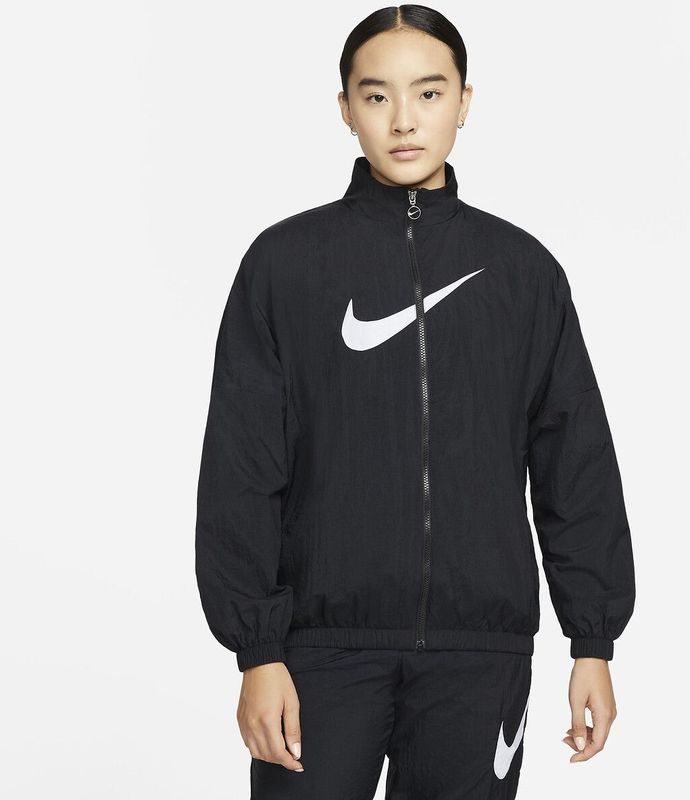 Nike - Tracksuit Jas - Zwart - Nylon - Met Hoge Kraag