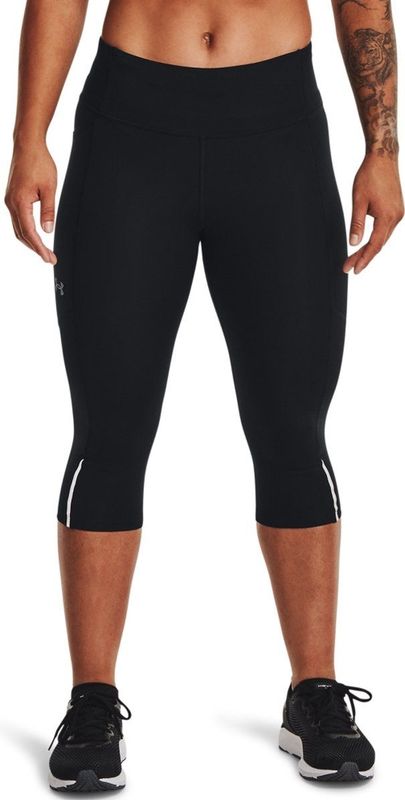 Capri Broek - Zwart - HeatGear® - Hoge Tailleband met Trekkoord