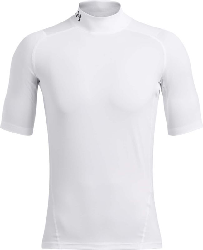 Under Armour - Trainingsshirt - Wit - Korte Mouwen - Hoge Kraag