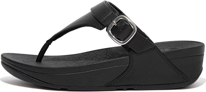 FitFlop Lulu Adjustable Toe Post - Leather ZWART