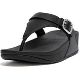 FitFlop - Lulu Adjustable Toe Post Leather - Slipper - Zwart - Leer