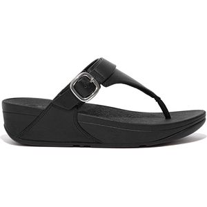 FitFlop Lulu Adjustable Toe Post - Leather ZWART