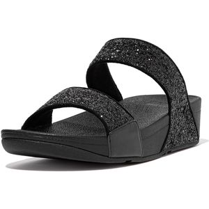 FitFlop - Lulu Slide Glitter - Slipper - Zwart - Polyester - Microfiber Voering