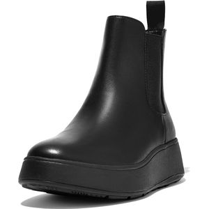 Fitflop F-Mode Leren Flatform Chelsea Boots voor dames, Zwart, 40 EU