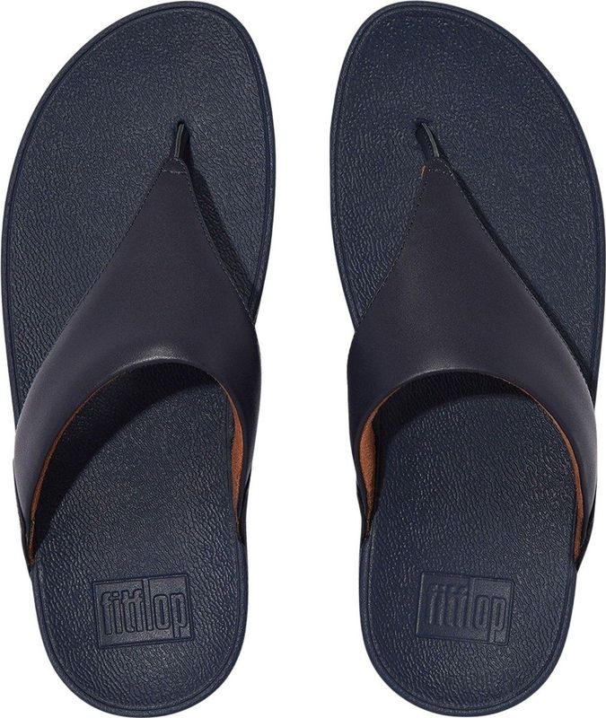 Fitflop Lulu Leather Toepost Slippers Blauw Vrouw