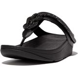 FitFlop Women Fino Crystal-Cord Leather Toe-Post Black-Schoenmaat 41