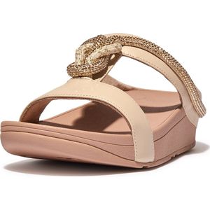 FitFlop Fino Crystal-Cord Leather Slides BEIGE
