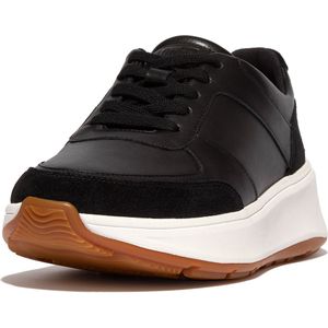 FitFlop Women F-Mode Leather Suede Flatform Sneakers Black-Schoenmaat 36