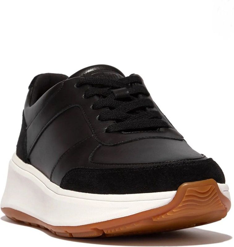 FitFlop - F-Mode Leather Suede Flatform - Sneakers - Zwart - Suède/Leer