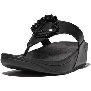 FitFlop Lulu Crystal-Circlet Leather Toe-Post Sandals ZWART - Maat 41