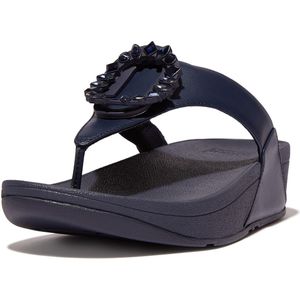 FitFlop Lulu Crystal-Circlet Leather Toe-Post Sandals BLAUW - Maat 41