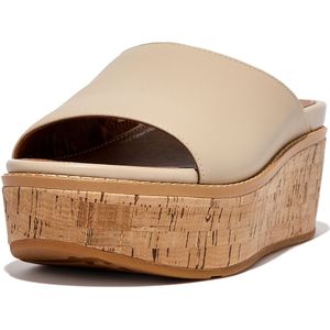 FitFlop Eloise Cork-Wrap Leather Wedge Slides BEIGE - Maat 40