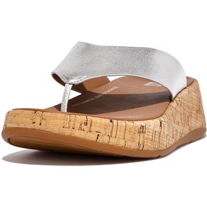 FitFlop Women's, F-Mode Flatform Toe Post Sandal Silver 6.5 M
