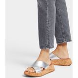 FitFlop F-mode metallic leather/cork flatform cross slides