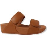 Fitflop Slipper Lulu Adjustable Leather Slides Light Tan Cognac